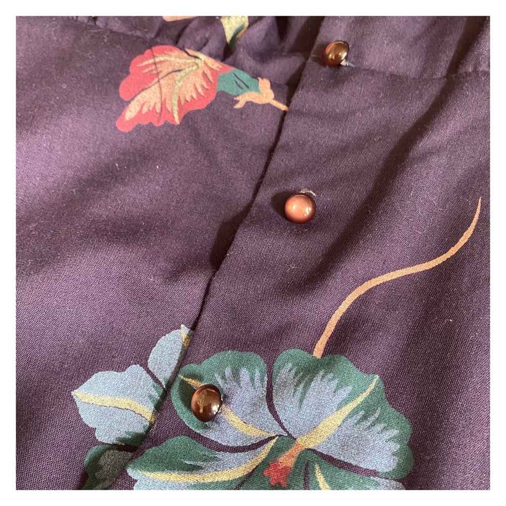 VINTAGE - PURPLE HIBISCUS PRINT DRESS - Picture 8 of 9